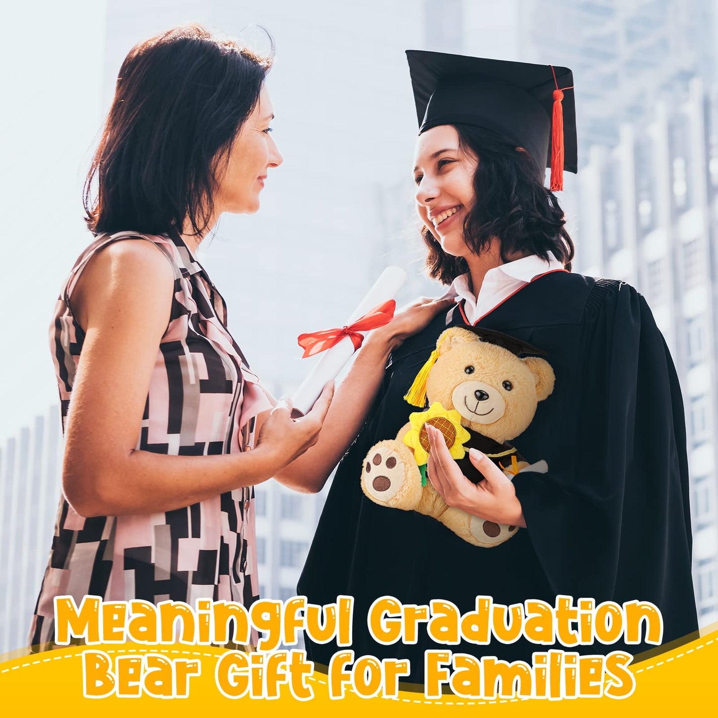 Chalyna 10 Inch Graduation Season Bear Plush Stuffed Animal Stuffed Animal Bear With Graduation Hat, Diploma And Sunflower, Graduation Preschool Kindergarten Gift For Friend, Relatives, Kids