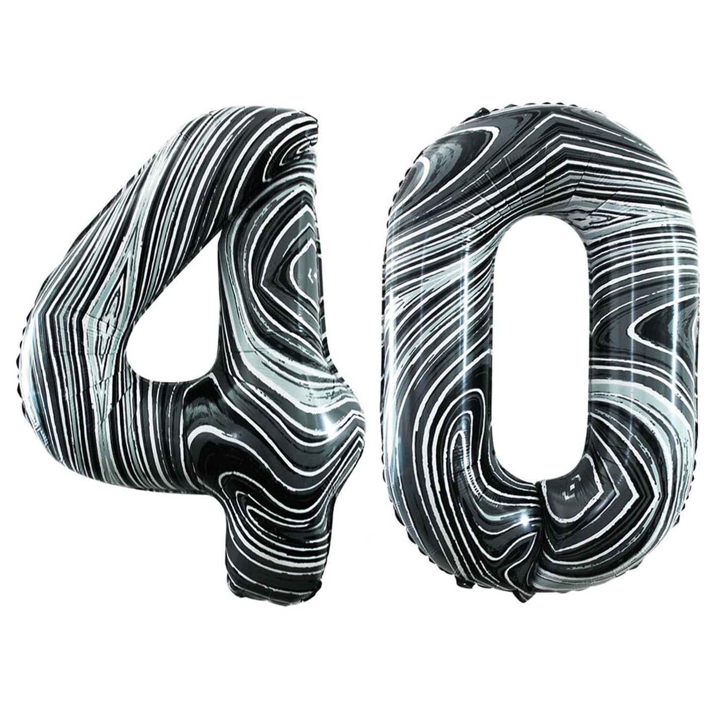 Goer Number 40 Balloons For 40Th Birthday Party Decorations,42 Inch Jumbo Foil Helium Balloons For 40Th Anniversary (Marble Black)
