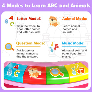 Learning Toy For 1 2 3 Year Old Girls, Spin And Sing Alphabet Zoo With Sounds, Interactive Educational Toys For Toddlers 1-3, Ch