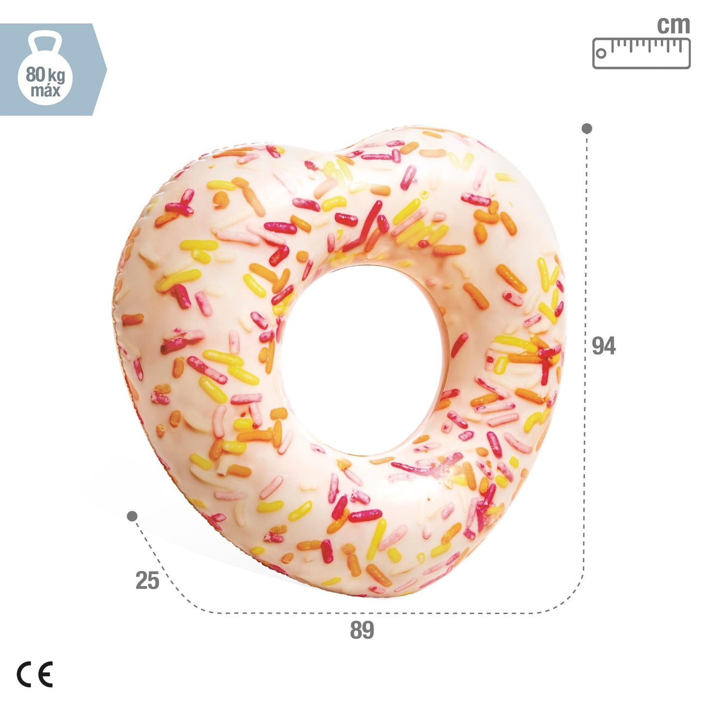 Intex Sprinkle Donut Heart Tube, Inflated Size: 94Cm X 89Cm X 25Cm (56253Np)