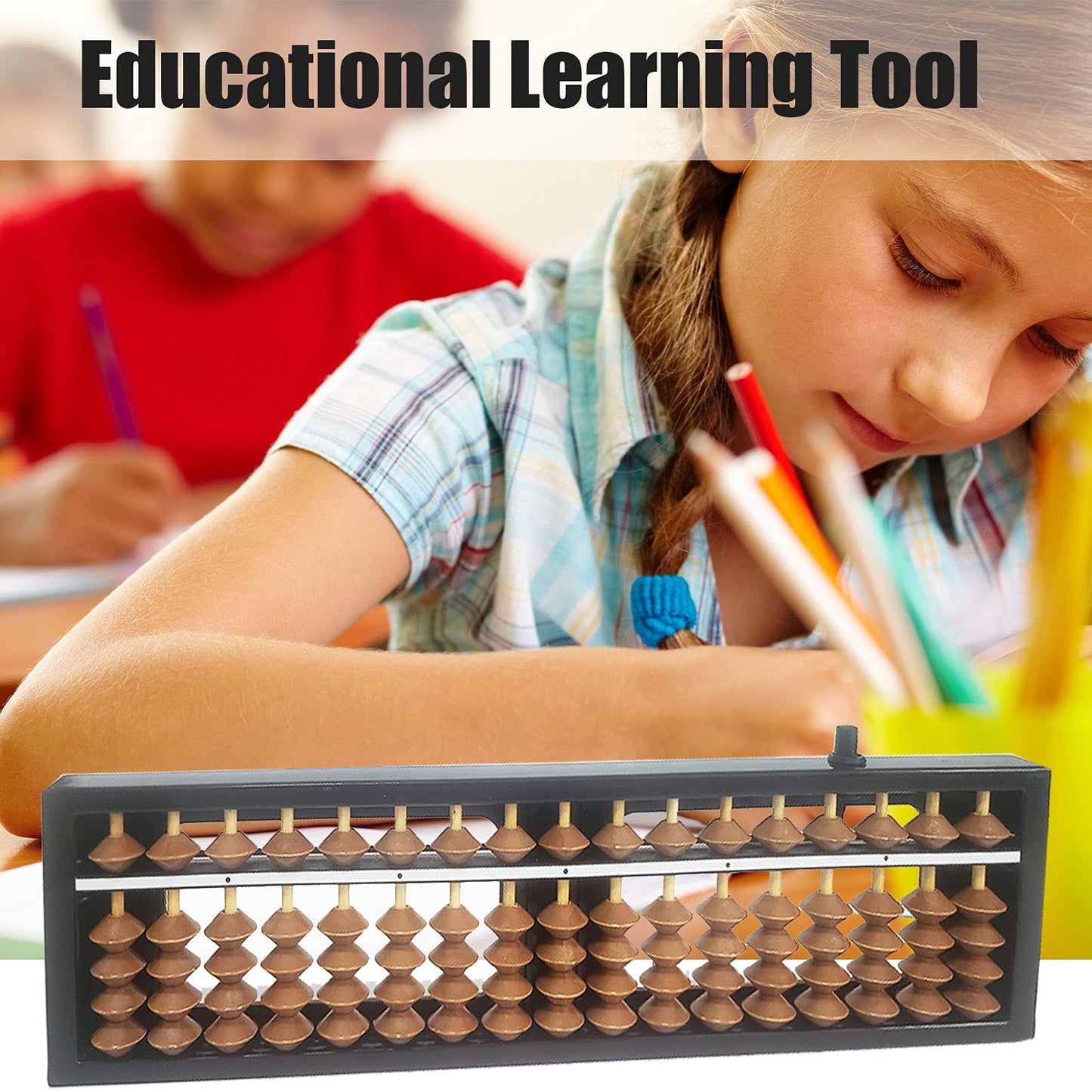 Vaupan Digit Standard Abacus Soroban Professional 17 Column (10.2 Inch) Math Abacus, Math Calculating Tool With Reset Button For Adults Kids (Cofei)