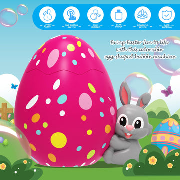 Easter Egg Bubble Machine For Kids Automatic Bubble Blower Rabbit Bubble Maker For Outdoor Easter Party Gift For Toddlers Hot Pi