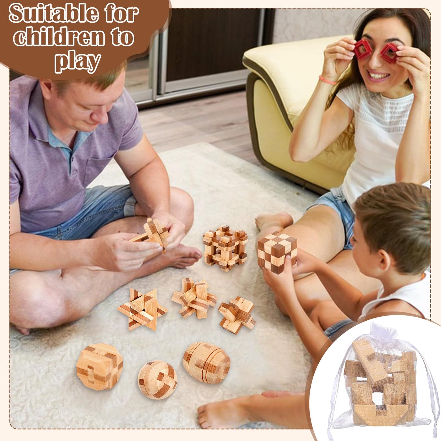 25 Pcs Wooden Brain Teaser Puzzles Metal Wire Puzzle Set, 3D Unlock Interlock Game Iq Test Toy Mind Game Toys Brain Teaser Toy P