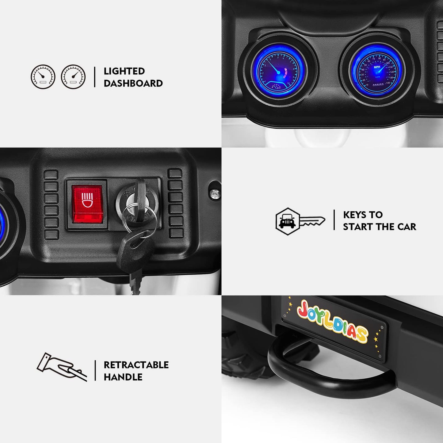 JOYLDIAS Kids Ride On Truck with Storage Space, 12V Childrens Electric Car with 2.4G Parental Remote Control, Music, Bluetooth,