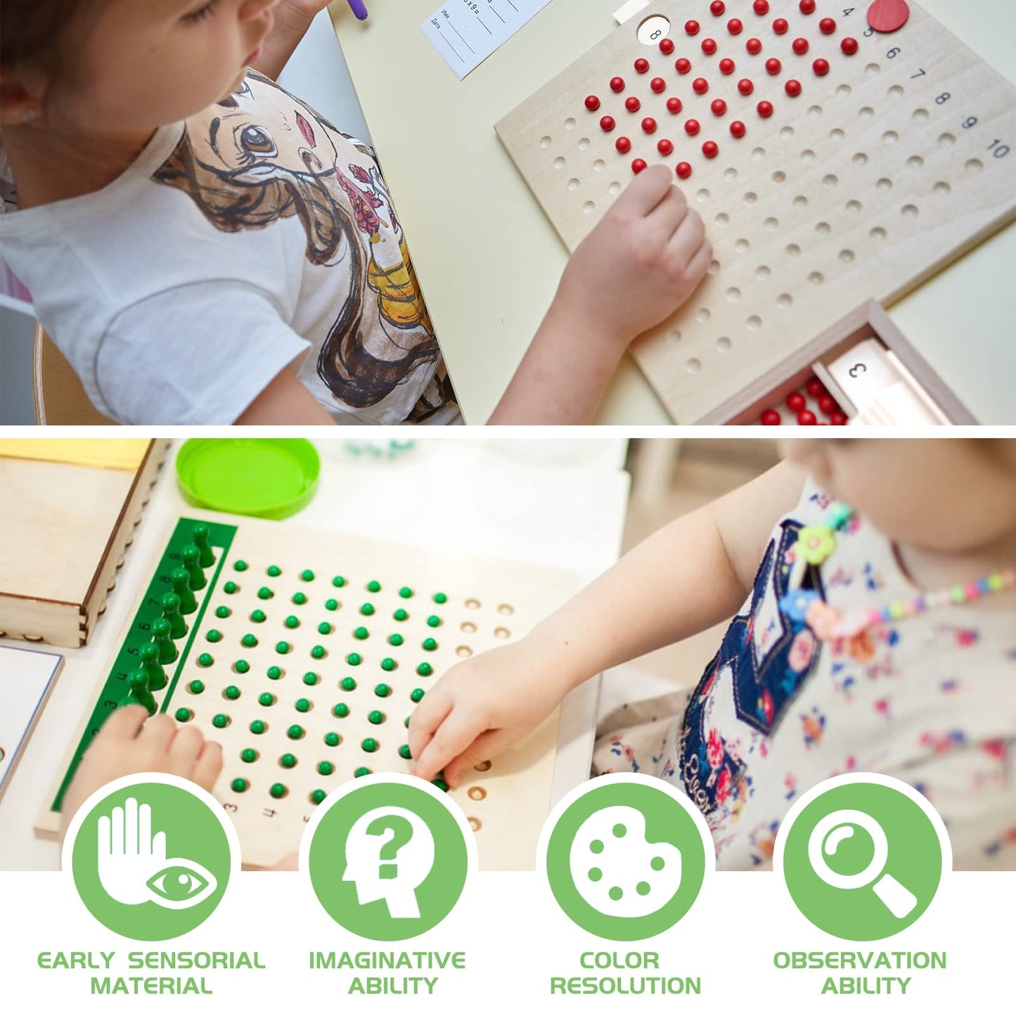 Yhzan Montessori Math Material Multiplication And Division Board Game Bead Boxed Arithmatics Wooden Math Manipulatives For Homeschool Classroom Kids Educational Toy