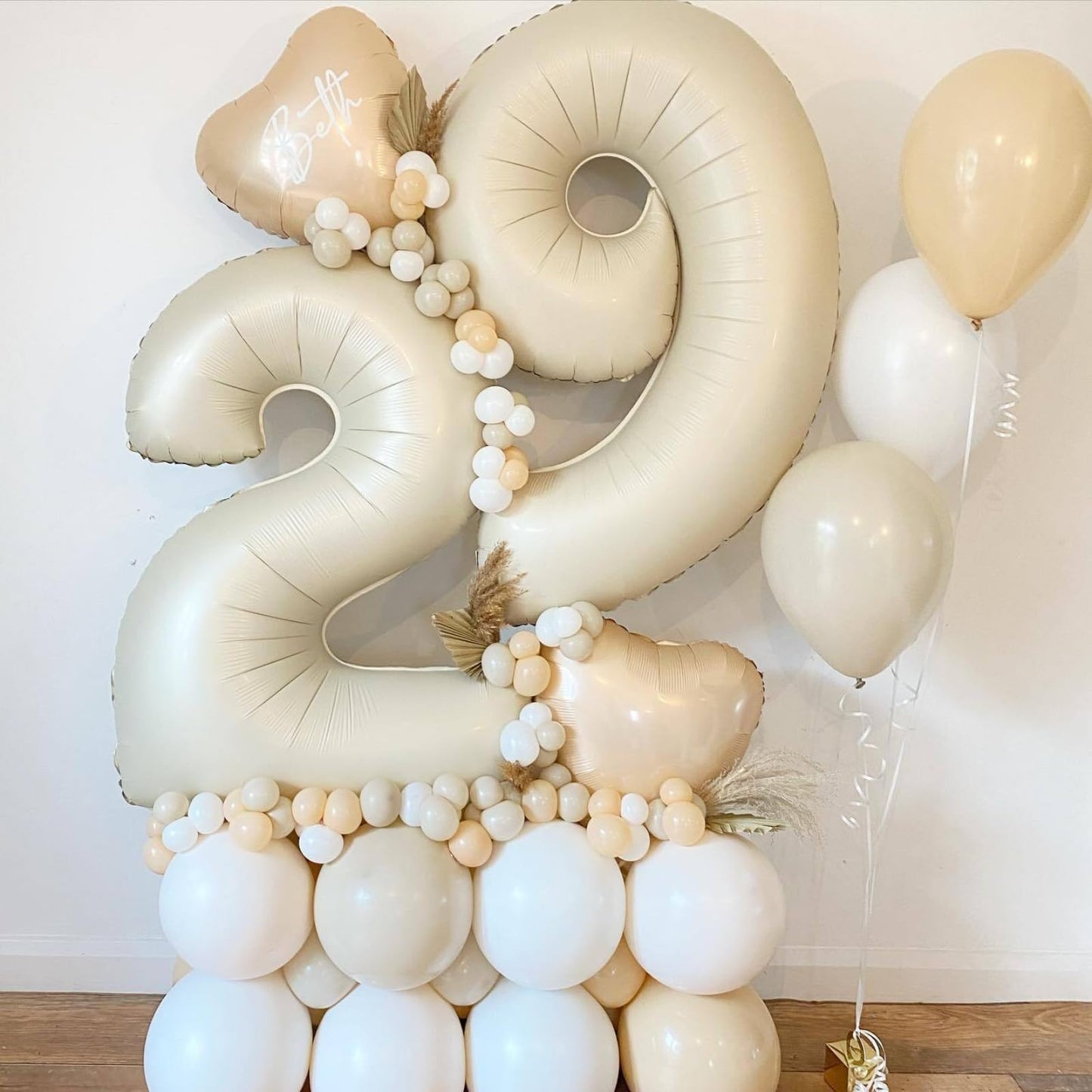 40 Inch Cream Number 4 Balloon, Beige Large 4Th Birthday Balloons, Digital 4 Cream White Giant 4 Foil Balloon Helium For Boys Gi