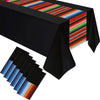 Hosuly Mexican Fiesta Tablecloth 54 X 108'' Party Plastic Tablecloth Striped Table Cover For Mexican Fiesta Party Decorations(Bl