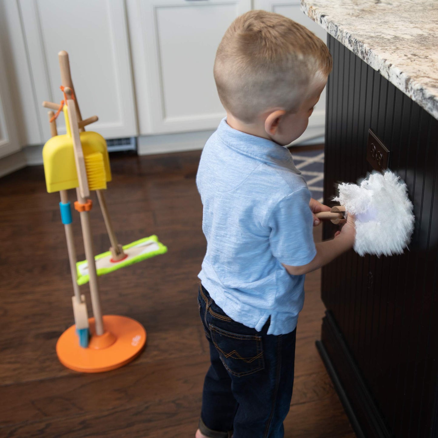 Fat Brain Toys Sweep, Scrub, And Shine Cleaning Set - Wooden Pretend Play Set, Ages 3+