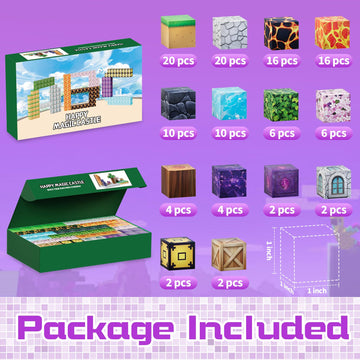 shozaar Magnetic Blocks-120 PCS Large Magnetic Building Blocks Toy for Age 3+ STEM Montessori Sensory Toys for Kids Boys Girls 3 4 5 6 7 8 9 10 Kid's Gift for Birthday Easter Halloween