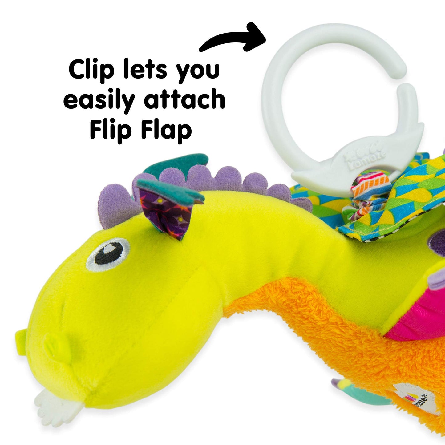 Lamaze Clip On Car Seat And Stroller Toy - Flip Flap Dragon - Crinkle Car Seat Toys And Stroller Toys - Sensory Toys For Babies - Travel Toys For Car - Infant Toys Ages 0 Months And Up