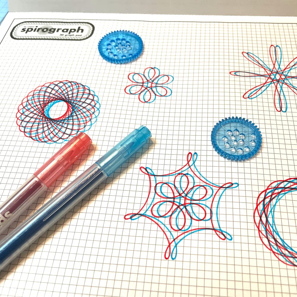 Spirograph 3D Design Kit - Classic Plastic Art Set for Ages 8+ - Blue & Red - Model 1753