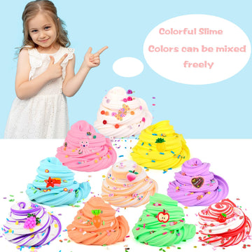 WUJYLY Butter Slime Kit 11 Pack Scent Stretchy and Non-Sticky with Peach Strawberry Grape Slime Charms Stress Relief Educational Slime Birthday Gifts Prize Party Favors for Girl Boys Kids 6-12