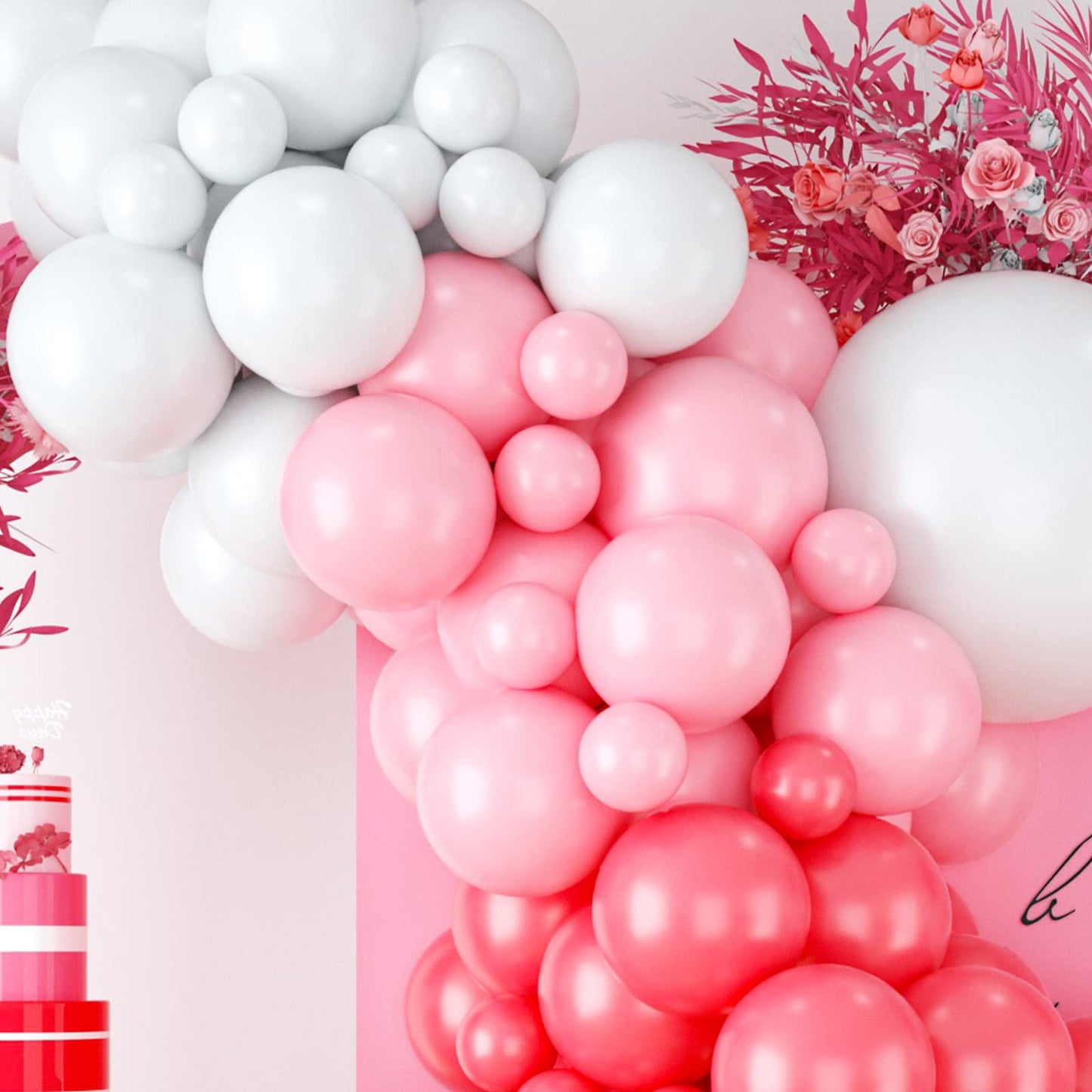 Red Pink Balloon Arch, Red Pink Balloon Garland Kit with White Pink Macaron Red and Red Balloons, Red Pink Balloon Garland for B