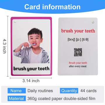 Richardy 45Pcs/Set Daily Routines Kids Gifts English Flash Cards Pocket Card Educational Learning Toys For Children Pre-School Educational