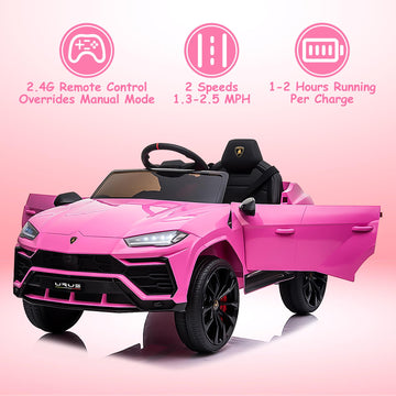 Electric Car For Kids 12V Licensed Lamborghini Ride On Car With Remote Control,Max Speed 2.5Mph,Led Lights,Music Players,Lockabl