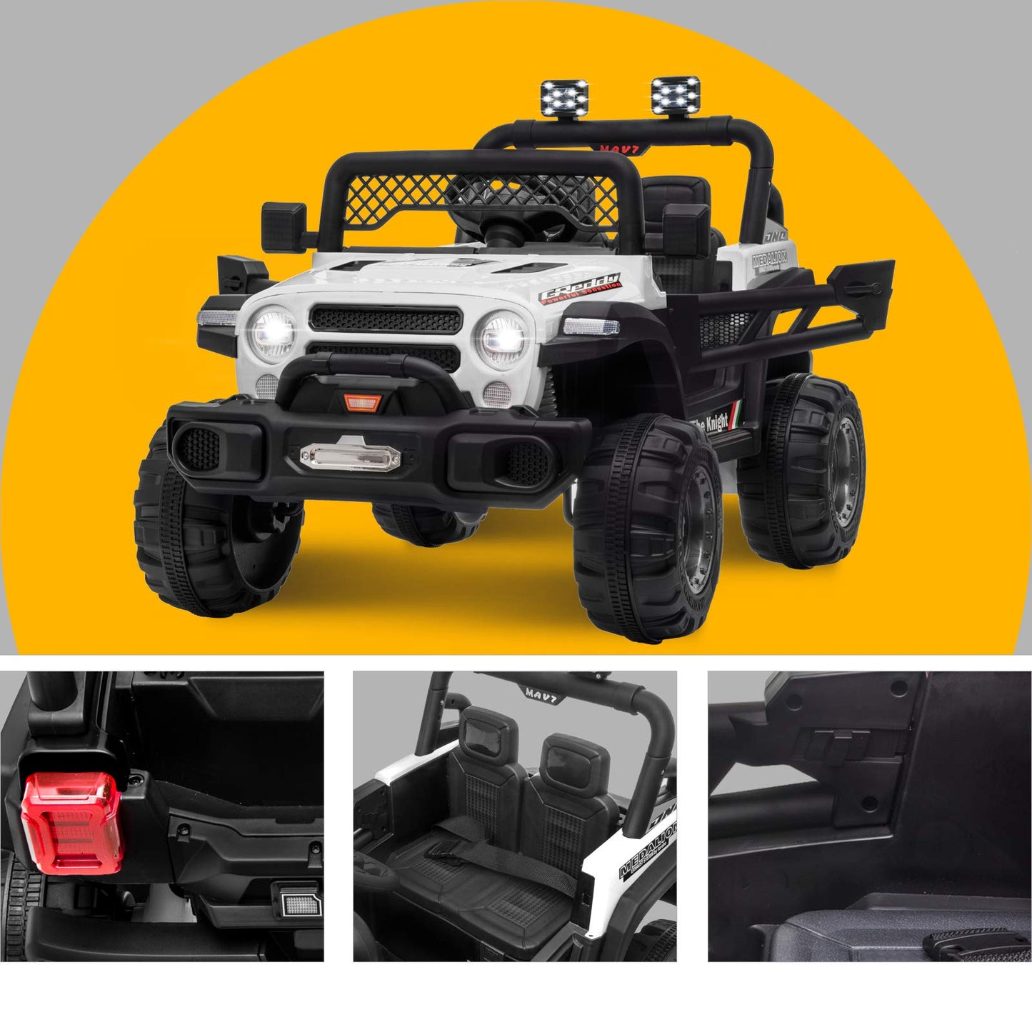OTTARO 12V Ride on Cars Truck Electric Car for Kids,12V Battery Powered Vehicle with Remote Control, MP3,LED Lights, Spring Susp