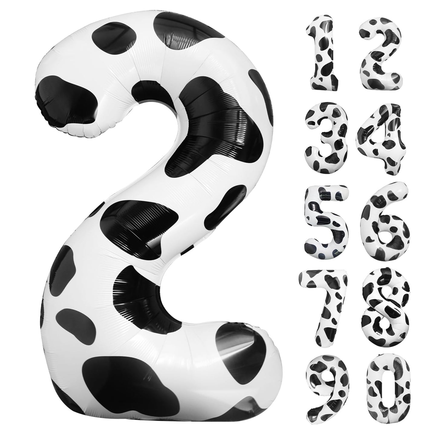Lebery Cow Print Balloons 40 Inch Cow Print Number 2 Balloon Big Number 2 Balloon Moo Moo Im Two Birthday Decorations Cowgirl Theme Number Balloon For 2Nd Birthday Farm Barn Animal Party Decor