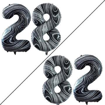 Goer Number 28 Balloons For 28Th Birthday Party Decorations,42 Inch Jumbo Foil Helium 82 Balloons For 82Nd Birthday Party Decoration (Marble Black)