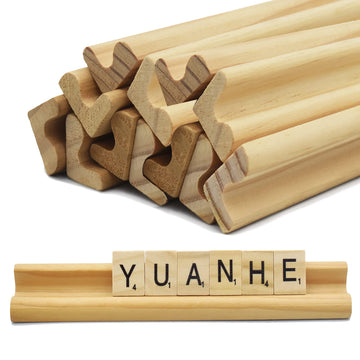 Yuanhe Set Of 12 Wooden Scrabble Tile Holders Letter Replacement Racks Word Tray For Crafts And Game Stands