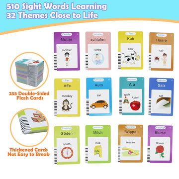 Mayaphilos German And English Bilingual Pocket Speech With 510 Sight Words, German Language Learning Toys For Kids, Audible Talk