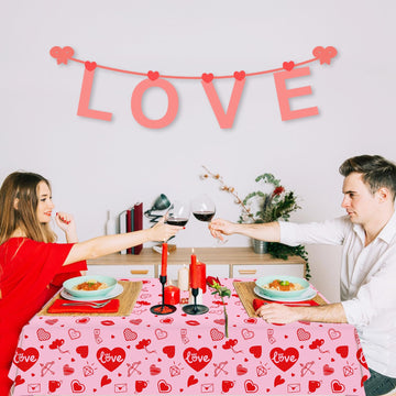 4 Pack Valentine'S Day Tablecloth Valentine Love Heart Tablecloth Valentines Day Party Decoration Love Heart Table Cover Valenti