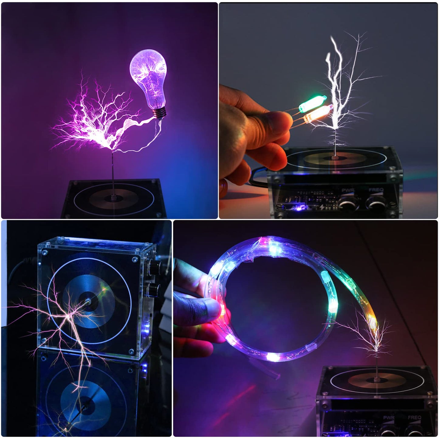 Bluetooth-Compatible Musical Tesla Coil, Pemenol Touchable Artificial Lightning Spark Gap Arc Generator Desktop Decoration Arc Plasma Science Teaching Experiment Model For College High School