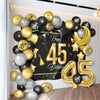 Happy 45Th Birthday Balloons Gold Set Decor - Cheers To 45 Years Old Party Theme Garland Star Moon Banner Backdrop Decorations F