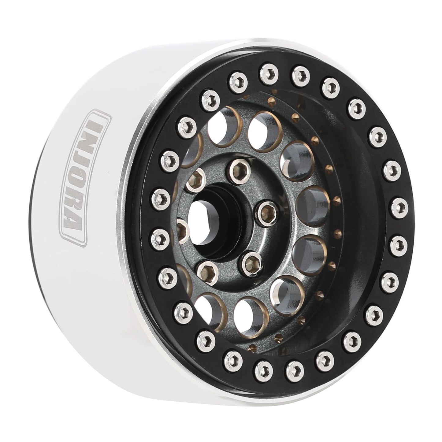 INJORA 1.9'' Beadlock Wheel Rim - 153g Super Heavy Brass & Aluminum Deep Dish Wheel for 1/10 RC Crawler SCX10 TRX4 VS4-10 Gen8 (