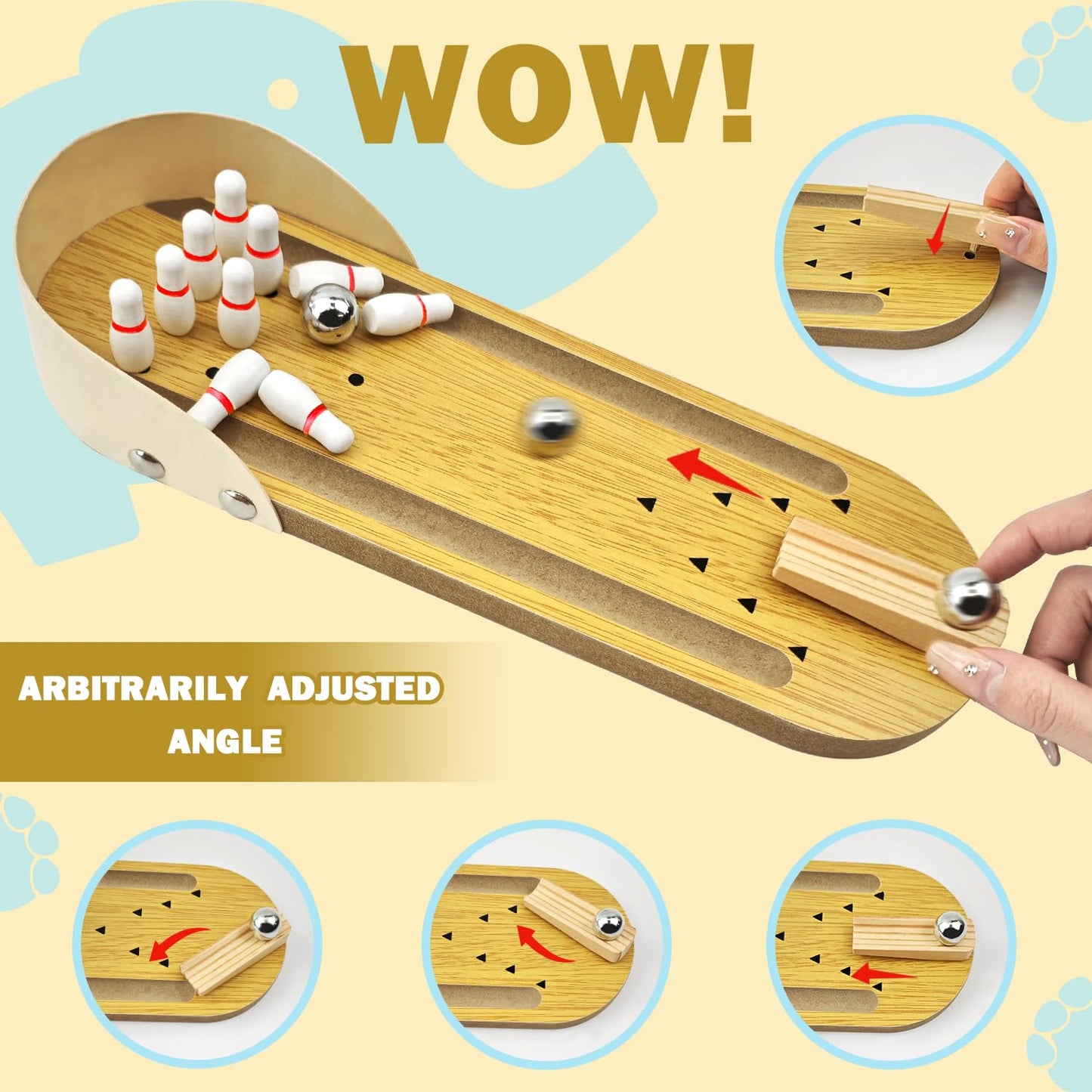 Table Top Mini Bowling Game Set For Adults, Funny White Elephant Gifts Ideas For Teen Boys,Desk Tabletop Stress Relief Gadgets T