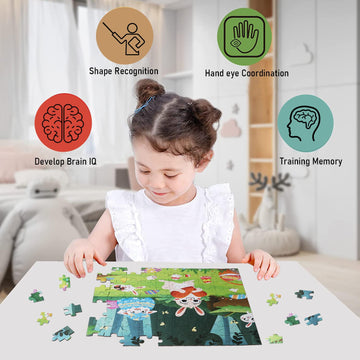 Easter Puzzles for Kids Ages 4-6, Jigsaw Puzzle Easter Bunny 100 Pieces for Kids Ages 3, 4, 5, 6 Year Old for Toddlers Education