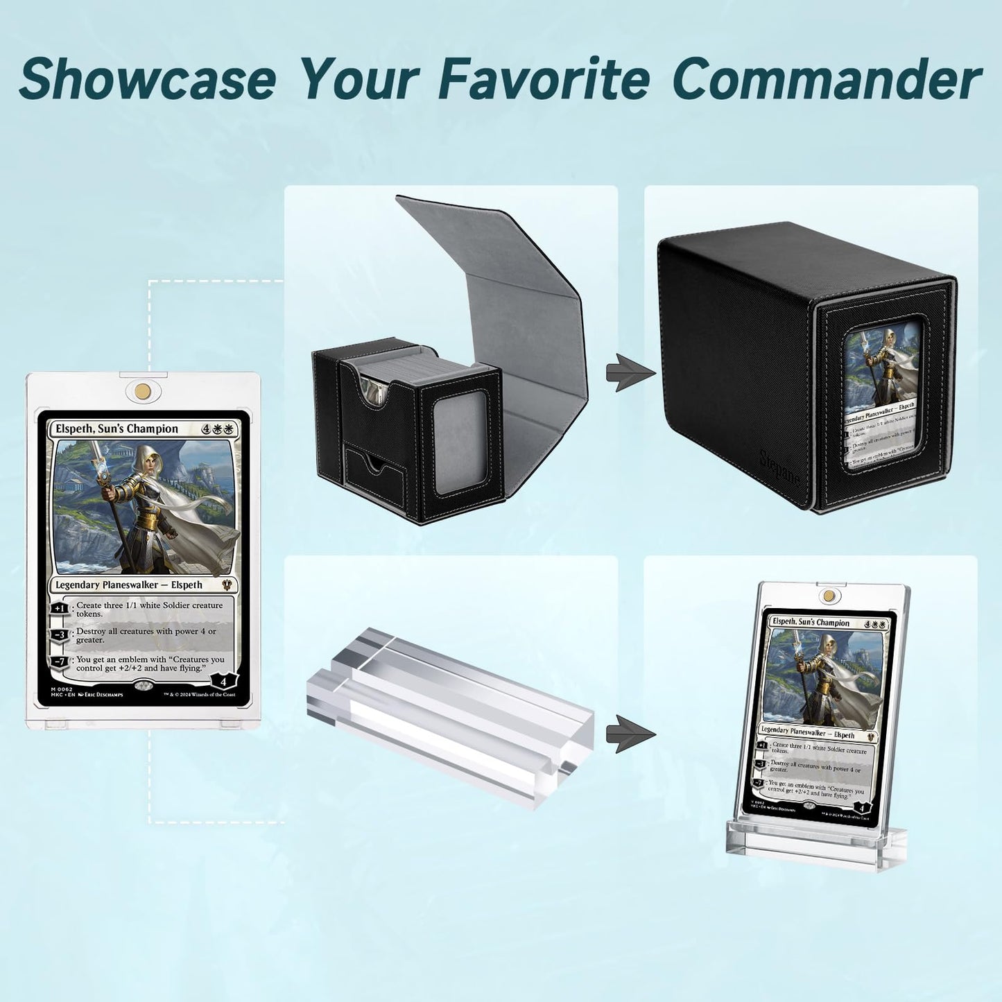 Mtg Deck Box, Dice Tray & Tower 2 In 1 Mtg Commander Deck Box Fits 120+ Single Sleeved Cards, Leather Magnetic Closure Card Deck