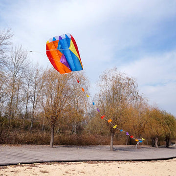 Besra Colorful Parafoil Kite With Long Tail Easy To Fly Outdoor Fun Sports For Kids & Adults(20Inch)