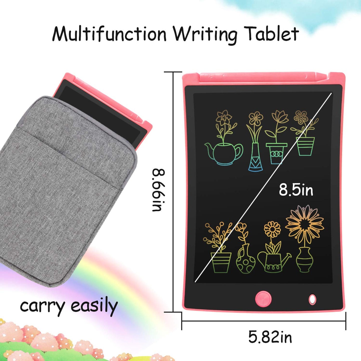 Orsen Colorful 8.5 Inch Lcd Writing Tablet For Kids, Electronic Sketch Drawing Pad Doodle Board, Toddler Travel Learning Educati
