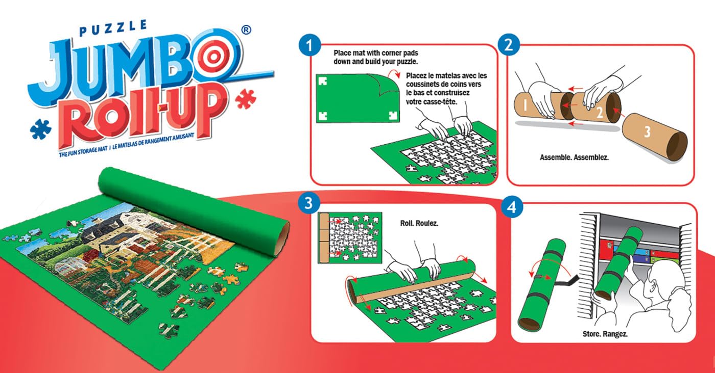 Masterpieces Accessories - Jigsaw Puzzle Roll-Up Mat & Stow Box, Jumbo 48'' X 36'', Fits 3000 Pieces
