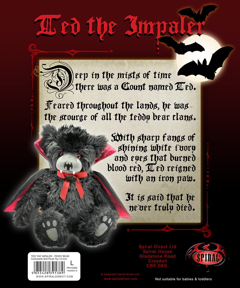 Spiral TED The Impaler Teddy Bear - 12" Red Polyester Plush Toy - Model F028A851-0