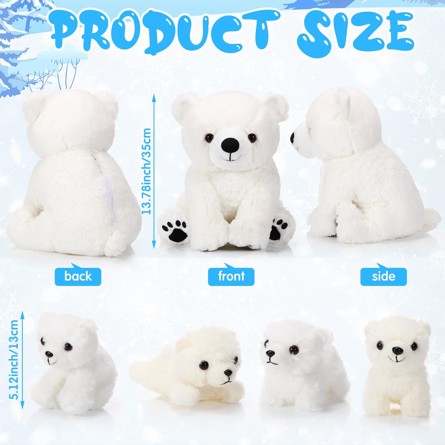 Leitee 5 Pcs Polar Bear Plush Set Large Mommy Polar Bear Stuffed Animal With 4 Cuddly Baby Plushies In Belly For Boys Girls Birthday Winter Holiday Decor Gifts(Sitting)