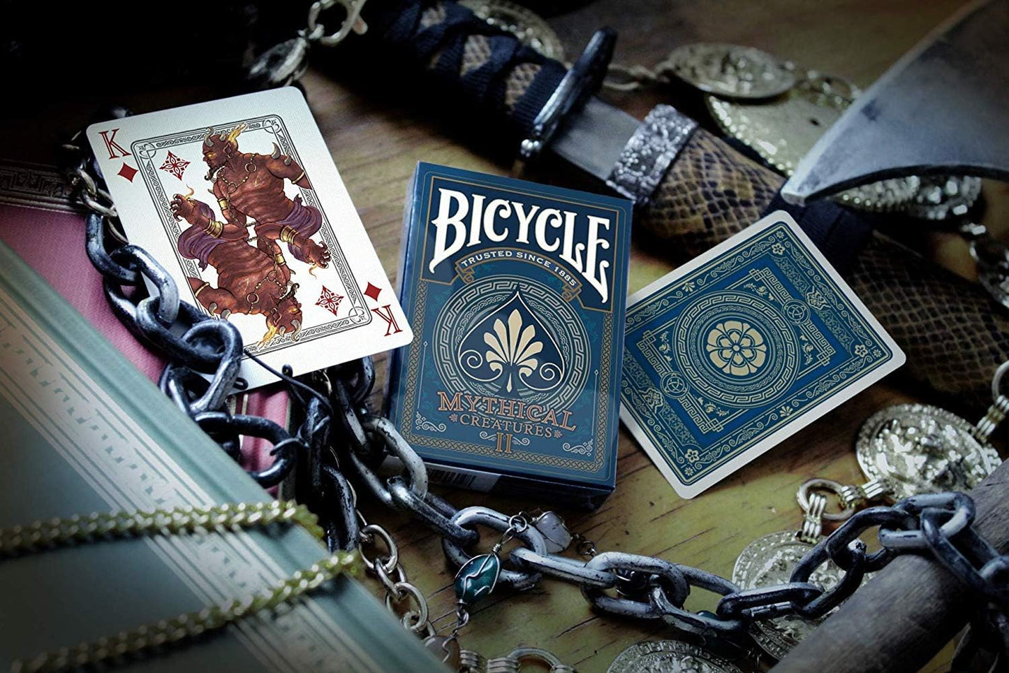GENT SUPPLY CO. Bicycle Mythical Creatures Playing Cards II - Premium Cardstock Poker Deck, Standard Size, Black/Silver/Gold