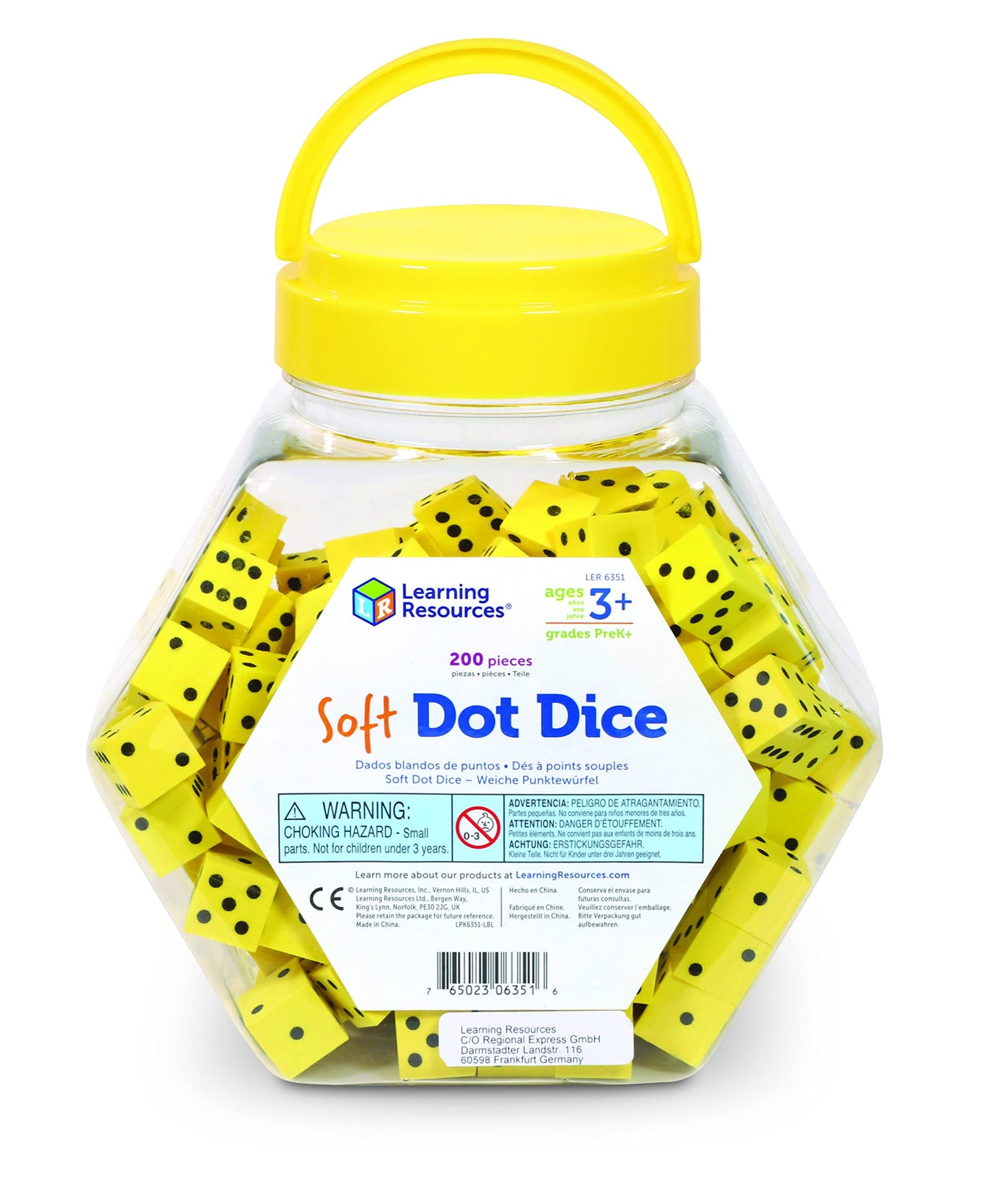 Learning Resources Hands-On Soft Dot Dice Bucket, Set Of 200, Ages 3+, Classroom Or Homeschool Supplies, Back To School Supplies