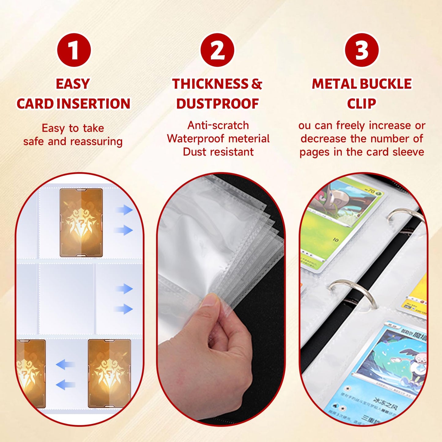 Sihdnok Trading Card Binder 9-Pocket Baseball Design Card Album with 50 Removable Sleeves Holds 900 Cards Sports & Game Collectible Card Holde