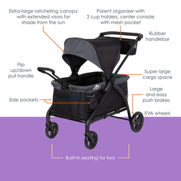 Baby Trend Expedition LTE 2-in-1 Stroller Wagon Madrid Black