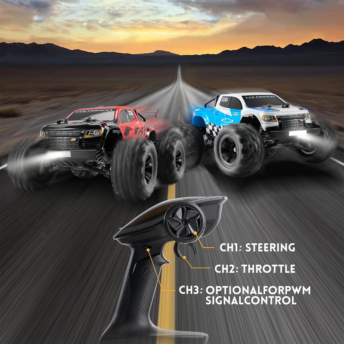 FAIR RC EAZYRC Brushless Fast RC Car, 1/18 Scale Offroad Truck, 45+km/h, Blue, Model EZ11841RTRBU
