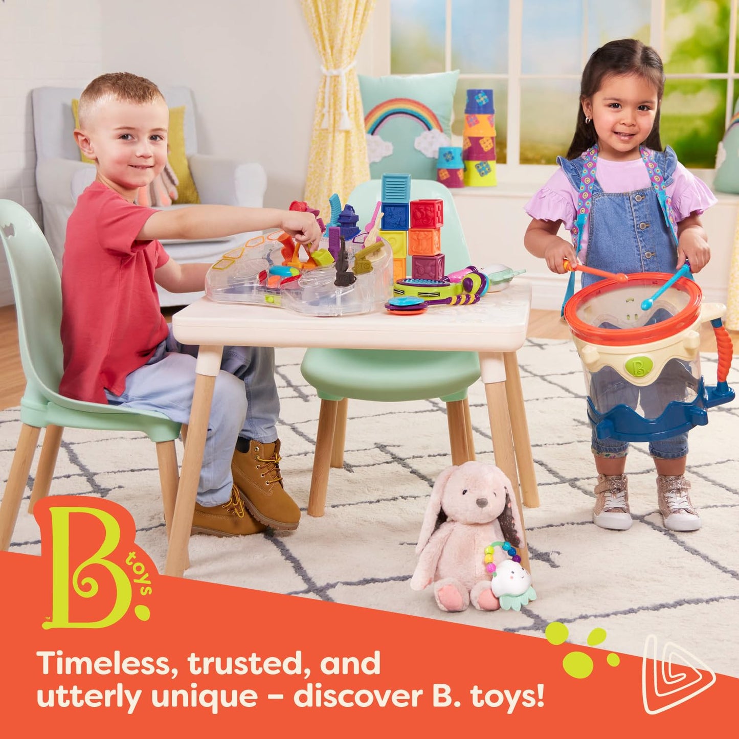 B. Toys Soft Fabric Building Blocks - Educational ABC Blocks for Toddlers, Multi-Color, Model BX1661Z, Textured Shapes, 6 Months+