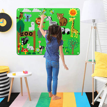 Craftstory Zoo Animals Felt Board Story Set for Toddlers 32 Pieces Felt Jungle Animals Toys Figures Teaching Wall Flannel Board