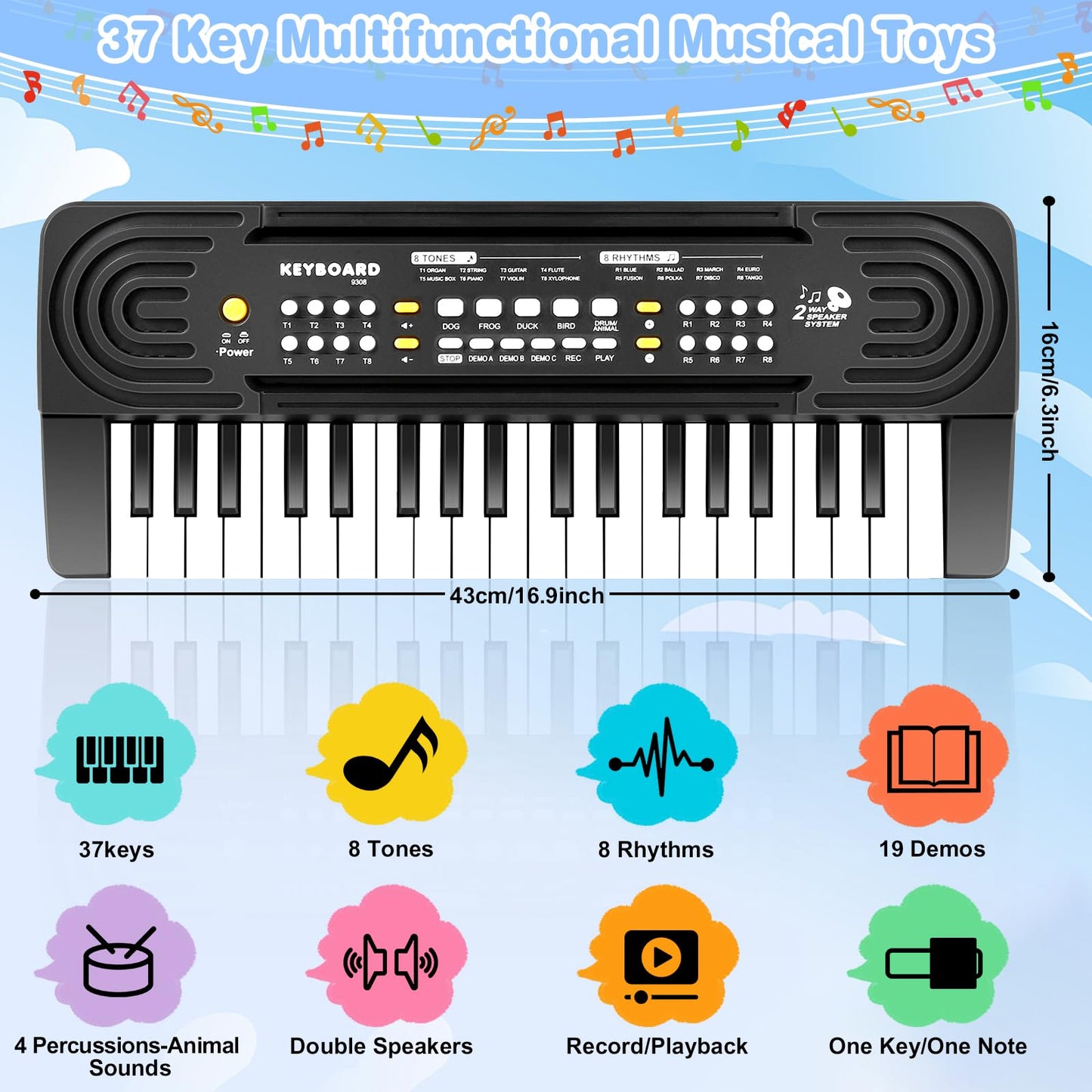 37 Key Upgrade Keyboard Piano For Kids Music Toy Piano Keyboard For Beginners Electronic Piano Toys For 3 4 5 6 Year Old Boys Girls Gifts Ages 3-5