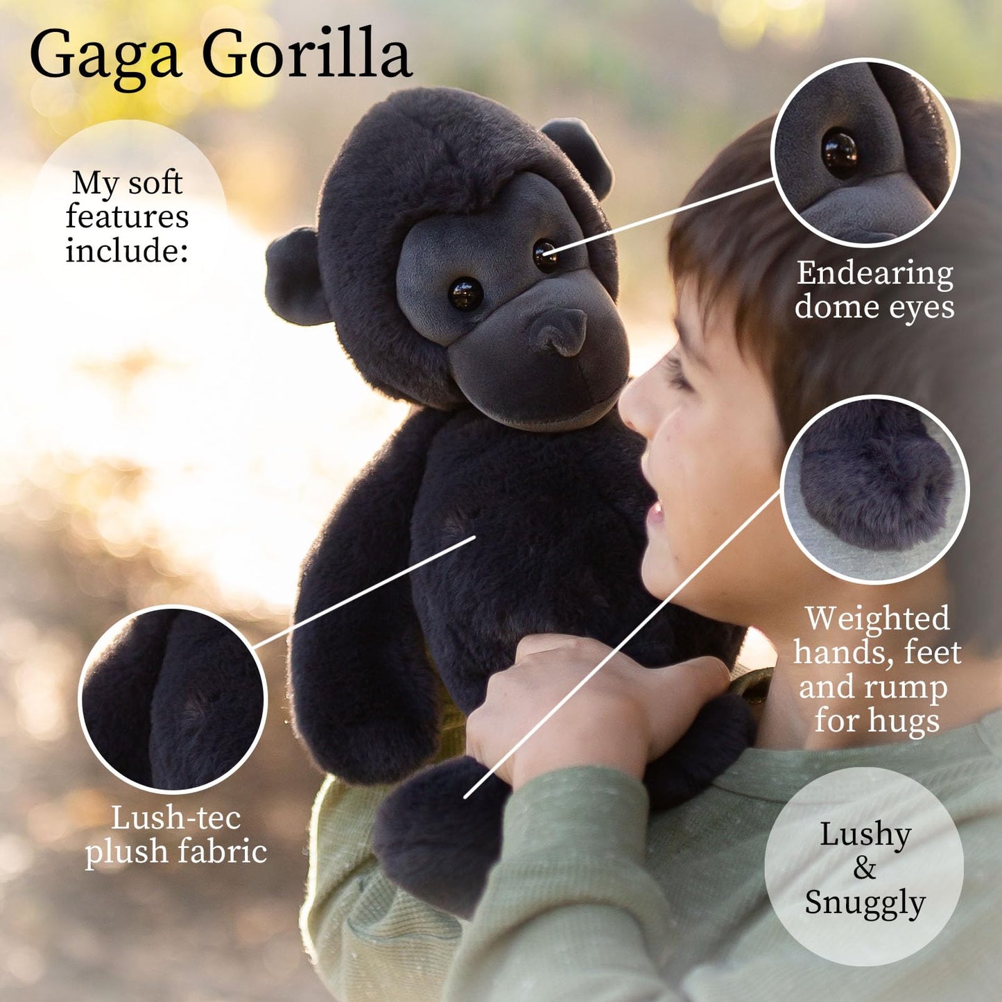 World'S Softest Plush Gorilla, Lushee, Large, 16'' Stuffed Animal For Baby, Toddler, Kids, Adults - Gorilla Plush Toy-Adorable T