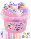 10 Fl Oz Unicorn Slime Kit, Pink Clear Slime Bucket, Slime Party Favors For Kids, Glimmer Crunchy Slime Includes 9 Packs Of Slim