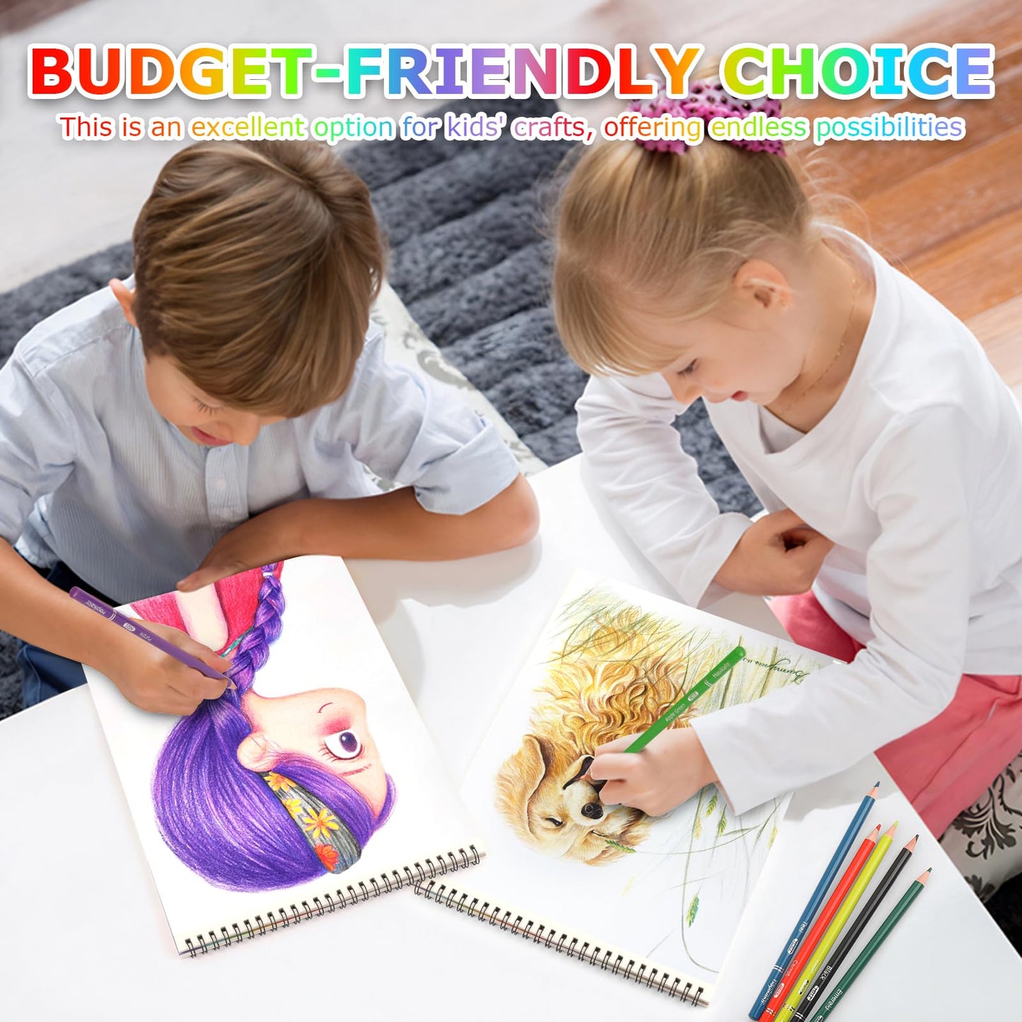 Drawing Pad For Kids, Sketch Pads 50 Sheets, 3-Pack Spiral Bound Drawing Books Bulk 6'' X 9 '' Children Drawing Paper For Crayon