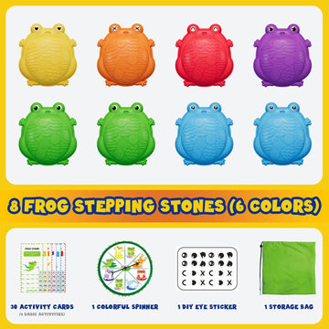 Hyes Stepping Stones For Kids, 8Pcs Non-Slip Toddler Balance Steps Stones, Obstacle Courses Sensory Toys, Coordination Game Gift