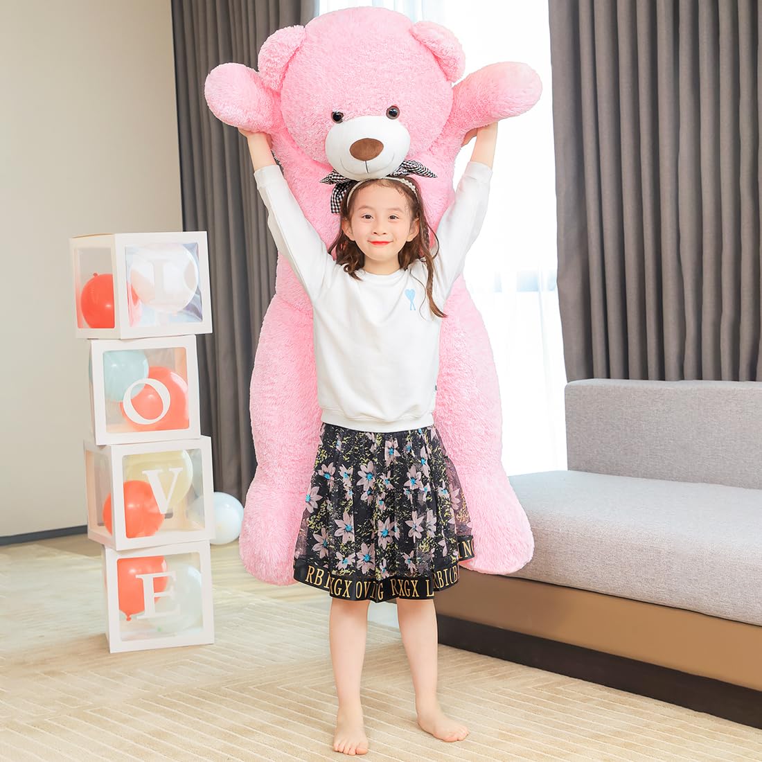 SNOWOLF Giant Teddy Bear 55inch Stuffed Animals Plush Toy Big Soft Bear for Girlfriend Kids Valentines Christmas Birthday, 7Lbs