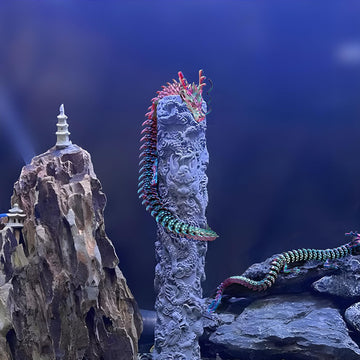 3D Printed Crystal Dragon Fidget Toy, 18in Mystery Dragon, Articulated Fish/Display Cabinet/Desktop Decor (Orange)